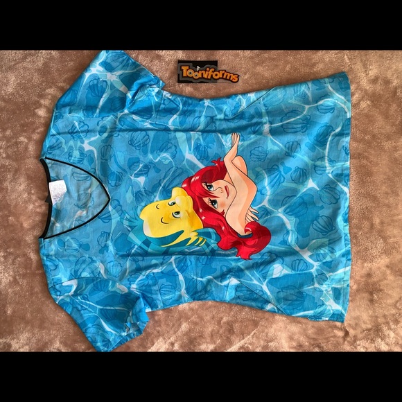 Cherokee Tops Nwt Cherokee Tooniforms Ariel Flounder Scrub Top